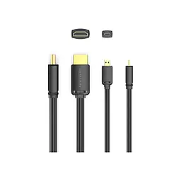 Кабель мультимедійний HDMI M to HDMI micro M 1.5m V2.0 4K 60Hz 18Gbps HDR Dolby Vention (AGIBG) - мініатюра 3