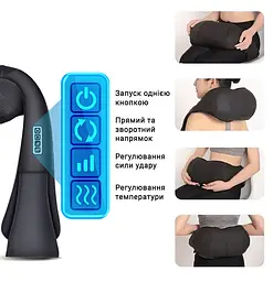 Універсальний роликовий електричний масажер для спини шиї та плечей Inspire 055K Black (BISD-055K) - мініатюра 4