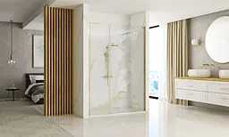 Душові двері Rea Hugo 130 розпашні brushed gold REA-K6610+REA-K8413, прозорий, золотий - мініатюра 4