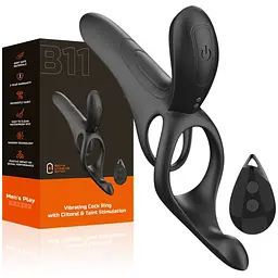 Вібраційне кільце Erospace Men's Play Vibrating Cock Ring With Clitoral Taint Stimulation B11 62050071-0011 104582