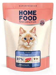 Корм для котів з чутливим травленням Home Food з ягням та лососем 0,4кг