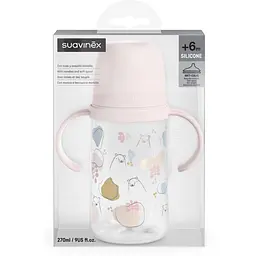Чашка з силіконовим носиком Suavinex Bear family 270 мл +6 місяців рожева (308678) - мініатюра 5