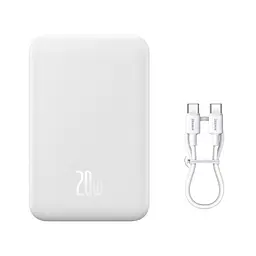 Зовнішній акумулятор Baseus Magnetic Mini Wireless Fast Charge Power Bank 20000mAh 20W White (PPCX150002) - мініатюра 8