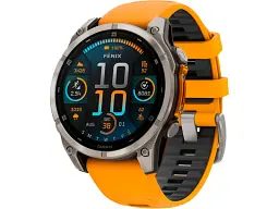 Спортивний годинник Garmin Fenix 8 47mm AMOLED Sapphire Titanium w. Spark Orange/Graphite Silicone Band (010-02904-10/11)