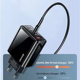 Мережевий зарядний пристрій Usams T40 US-CC133 20W Black (CC133TC01) [160712] - мініатюра 10