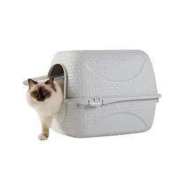 Закритий туалет для котів PRIVE' 41,8x50,5x39,6h, cвітло-сірий - мініатюра 3