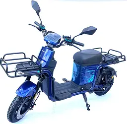Електроскутер Вантажний з двома великими багажниками Crosser SUPER MAX 1200W | 60V30AH Li-Fe | USB зарядка Синій