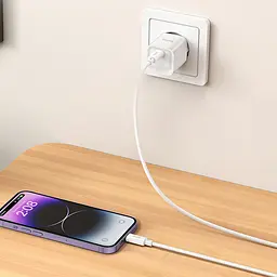 МЗП Hoco C146A Charm PD20W (1USB-C) + кабель Type-C to Type-C White - мініатюра 8