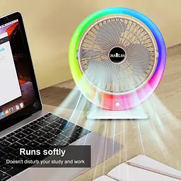 Настільний вентилятор з підсвіткою Mini fan VU-04 • Міні-вентилятор з батареєю 1200 мАг, LED-підсвіткою та 3 режимами обдування - мініатюра 2