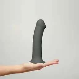Фалоімітатор Strap-On-Me Dual Density Bendable XL 20 см (сірий) - мініатюра 9