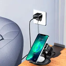 Бездротовий зарядний пристрій Choetech T587-F Magnetic 3 в 1 Wireless Charging Stand Black [101519] - мініатюра 5