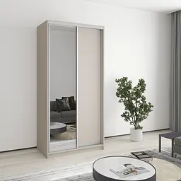 Шафа-купе дводверна MebelStar Стандарт AL ДСП/Дзеркало 100x60x210 см Кашемір (MBS-2432)