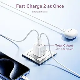 Зарядний пристрій 2xUSB 30W (USB-A/USB-C) + USB-C cable М-М White Vention (TZ-FEQW0-EU-01) - мініатюра 7
