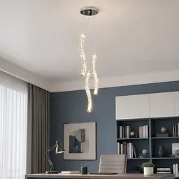 Каскадна хромована LED люстра Artlight 625/3CH на 3 фігурні кришталеві підвіси 42W