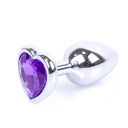 Анальна пробка B - Series HeavyFun Jewellery Silver Heart, 7 см (фіолетовий)