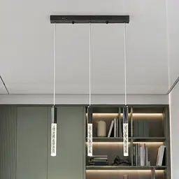 Чорна лінійна LED люстра на 3 скляні стрижні Artlight 2350/3BK