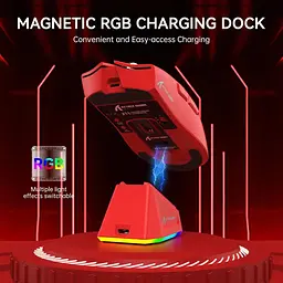 Миша бездротова ігрова Attack Shark X11 PAW3311 22000 DPI 2,4G+Bluetooth Red - мініатюра 4