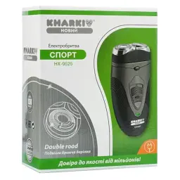 Електробритва Новий Харків НХ-9525 Спорт Black, 5W, роторна, сухе гоління, 2 головки для гоління, плаваючі подвійні леза, повторение контуров лица, живлення мережа, тример для скронь, механічна кнопка вмикання - мініатюра 5