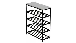 Полиця для взуття Слайм 4 Ferrum-decor 820x630x260 Чорний метал ДСП Білий 16 мм (FRD-105160) - мініатюра 2