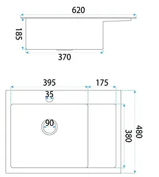 Кухонна мийка Rea Fin 620x480 мм black ZLE-06014 - мініатюра 2