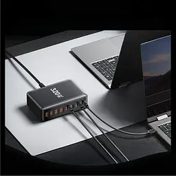 Мережевий зарядний пристрій Essager Engine 320W 4xUSB-C+4xUSB-A Чорний (EZC320W-QJB0G-Z) - мініатюра 5