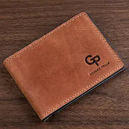 Компактний затискач для грошей без застібки Grande Pelle 11240 коричневий