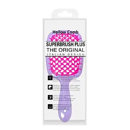 Щітка для волосся масажна продувна Superbrush Plus Hollow Comb прямокутна, Пурпурна