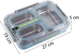 Ланч-бокс Snack на 3 секції пластик та нержавіюча сталь Kamille 27х19х5 см kuh0007596 - мініатюра 6
