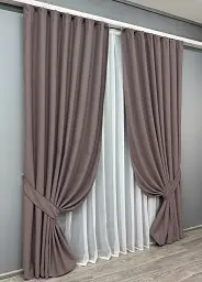 Комплект штор VR-Textil Midnight блекаут 2 шт 150x290 см бурий (1233ш) - мініатюра 3