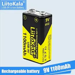 Акумулятор Крона / 6LR61 LiitoKala USB-9V 1100 mAh літій-іонний із вбудованою зарядкою Type-C (19321) - мініатюра 3