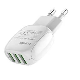 Блок зарядний пристрій 3 порти USB LDNIO A3315 Micro USB кабель-набір білий