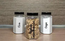 Набір пластикових баночок для сипучих 6 шт. 450 мл (чорний) (Kit-06-black-450) - мініатюра 7