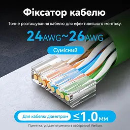 Модульний штекер RJ45 Vention набір із 10 штекерів Ethernet-конектор 8P8C екранований Cat6A FTP швидкість передавання 10 Гбіт/с смуга пропускання 500 МГц для монтажу потрібен обтискний інструмент для жил 24–26 AWG діаметром до 1 мм і кабелю із зовнішнім діаметром до 7 мм з органайзером жил з хвостовим затискачем кабелю із защіпним кожухом позолочені контакти 3U чорний (IDNB0-10) - мініатюра 4