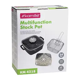 Каструля-фритюрниця Kamille KM-4218 4 л з кошиком для смаження з нержавіючої сталі (підходить для індукції) Чорний 88381 - мініатюра 5