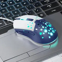 Миша дротова Hoco GM51 Sky Luminous White/Blue - мініатюра 3