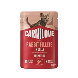 Вологий корм Carnilove Jelly Rabbit with Marigold для кошешят кролик і календула в желе 85г* 5шт