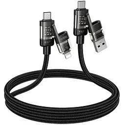Дата кабель Hoco U151 Goldsmith 4in1 Type-C to USB/Type-C to Lightning 240W (1.2m) Black - мініатюра 4