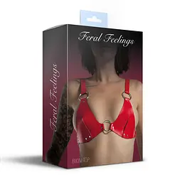 Ліф з натуральної шкіри Feral Feelings - Bikini Top Red - мініатюра 4