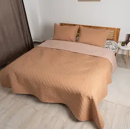 Покрывало ТЕП двустороннее Vintage с наволочкой 50x70 см микрофибра 180x240 см кофейное