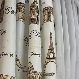 Коротка фіранка для кухні з атласу та шифону з коричневими будинками 1,8м на 4м на тасьмі ALBO pbe0052795 - мініатюра 8