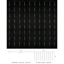 Гірлянда Delux Waterfall С 320LED 3х3 м білий/прозорий IP20 (90018007) - мініатюра 2