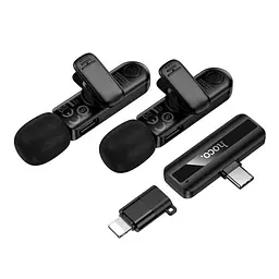 Мікрофон Hoco L20A Fair dual-mic wireless microphone iP/Type-C чорний - мініатюра 3