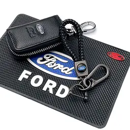 Подарунковий набір №55 для Ford / килимок панелі / брелок з карабіном / чохол із тисненої шкіри - мініатюра 4