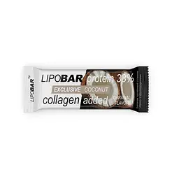 Батончик LipoBar Exclusive Protein Bar, 50 грам збагачений біоактивним колагеном Peptan - Кокос