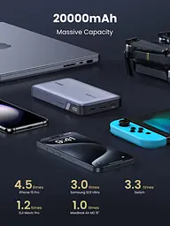 УМБ Ugreen 20000mAh 100W PD,QC, USB-A, 2xUSB-С Grey (PB720) - мініатюра 5