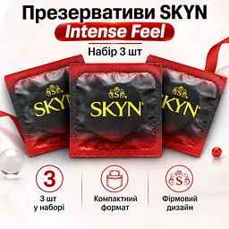 Презервативи SKYN Intense Feel 3 шт поштучно, безлатексні з поліізопрену, рельєфні 54 мм - мініатюра 2