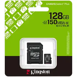 Карта пам'яті Kingston MicroSDXC 128GB Canvas Select Plus Gen3 class 10 + adapter SD (SDCS3/128GB) - мініатюра 3