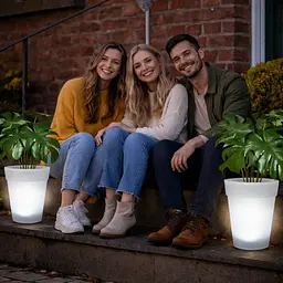 Світильник садовий Вазон для квітів на сонячній батареї ∙ LED кашпо з підсвіткою для саду, тераси, двору та ландшафтного декору - мініатюра 4