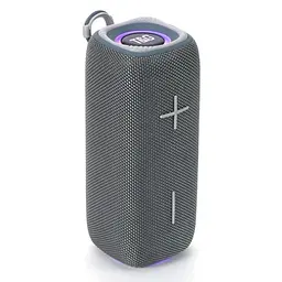 Портативна акумуляторна 16W Bluetooth колонка BT/USB/TF/FM з ремінцем та світломузикою 18см TG 654 сіра - мініатюра 1