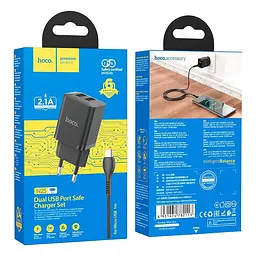 МЗП Hoco N25 Maker (2USB-A) + USB to MicroUSB Black - мініатюра 4